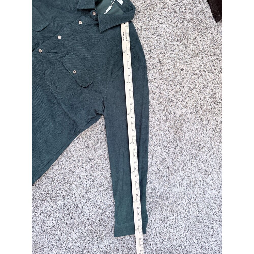 NWT COOFANDY Men’s Green Corduroy Long Sleeve Button-Down Shirt Size Large - Picture 7 of 8